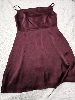 Sunday Best Wine Satin Slip Dress